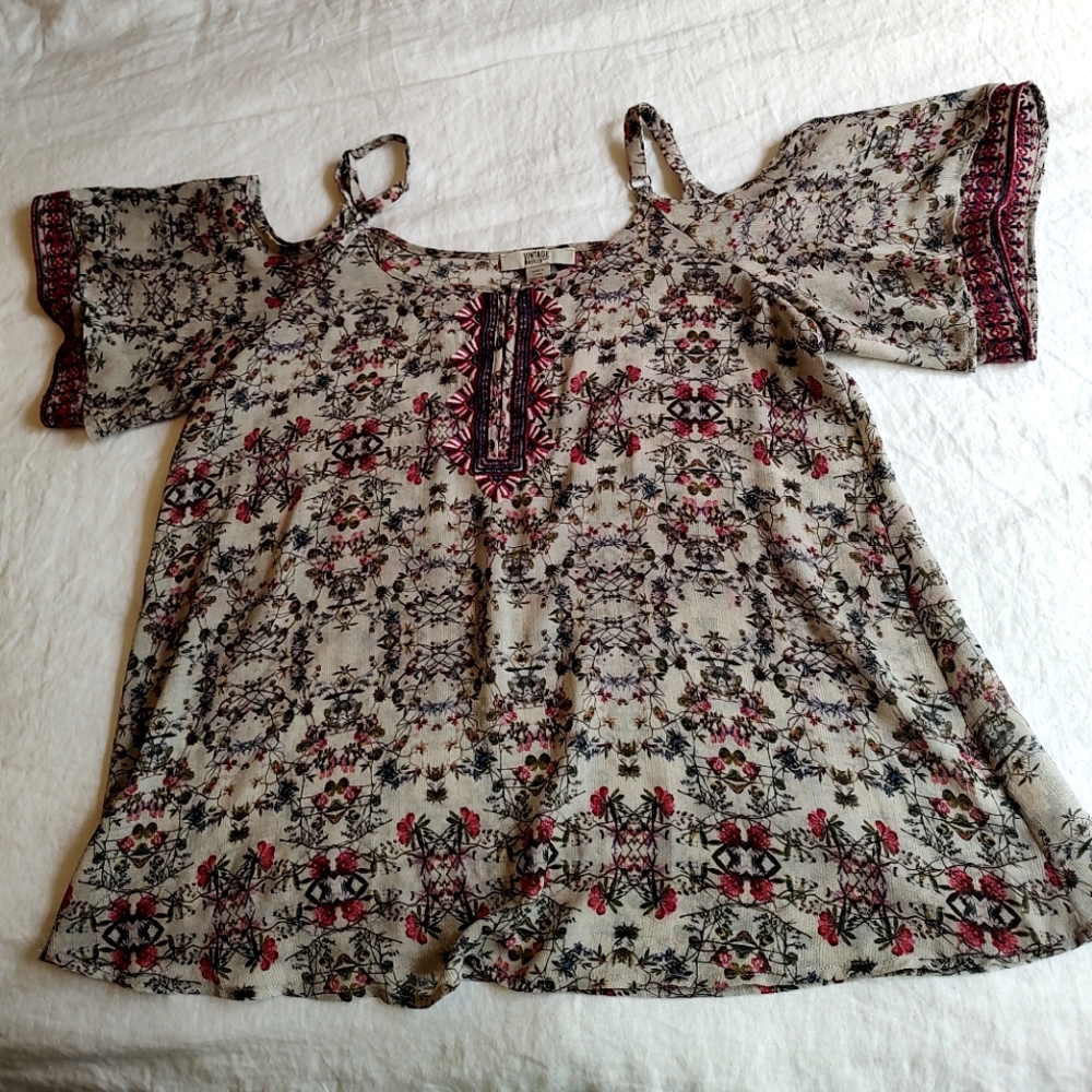 VINTAGE AMERICA BLUES Sz M Multi bohemian Blouse